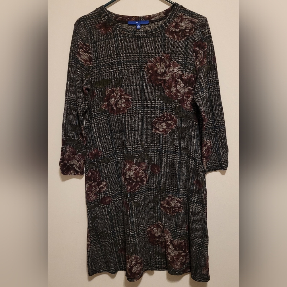 Apt.9 Floral Plaid Swing Dress|Cottagecore Grunge|Stretch Knit